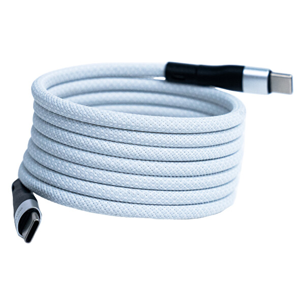4Berry BMCC-03 USB-C to C 2 M 60W Hızlı Şarj Manyetik Kablo Beyaz