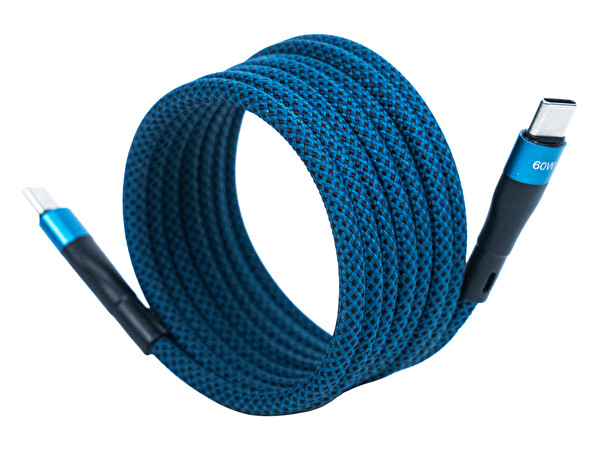 4Berry BMCC-02 USB-C to C 1.5 M 60W Hızlı Şarj Manyetik Kablo Mavi