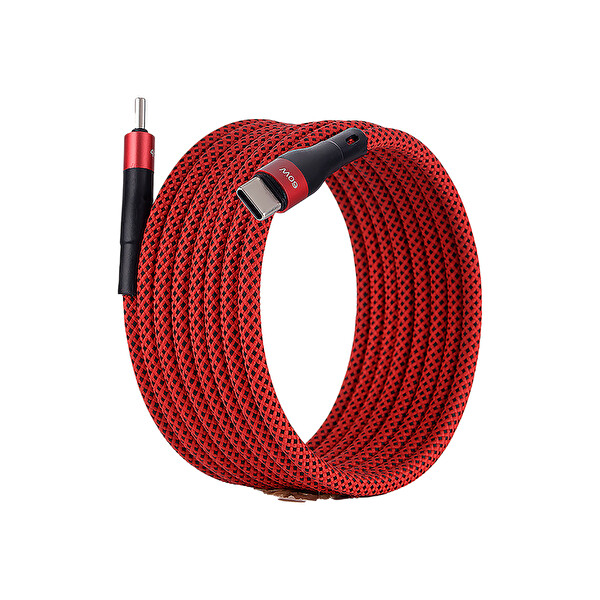 4Berry BMCC-02 USB-C to C 1.5 M 60W Hızlı Şarj Manyetik Kablo Kırmızı