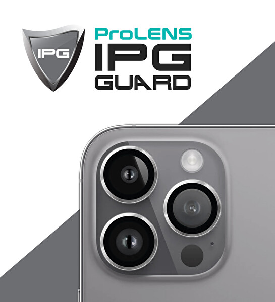 IPG ProLENS Kamera Lens Koruyucu – iPhone 16 Pro Pro Max Uyumlu Alüminyum Çerçeve Kırılmaz Cam Gümüş