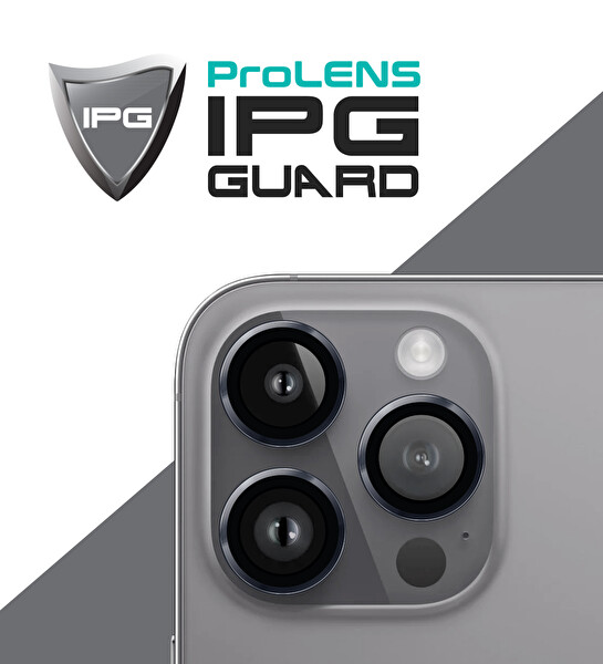 IPG ProLENS Kamera Lens Koruyucu - iPhone 16 Pro Pro Max Uyumlu Alüminyum Çerçeve Kırılmaz Cam Siyah