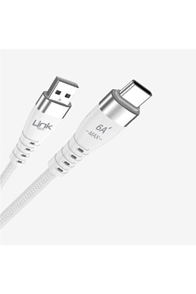 Linktech K654 Premium 120 W Örgülü Metal Başlı Tip-C Şarj Kablosu