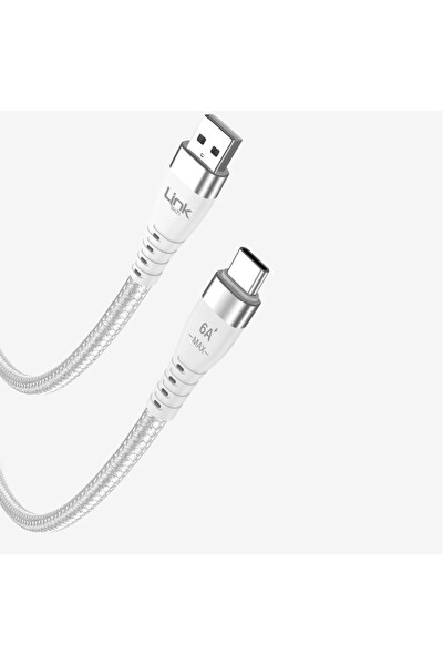 Linktech K654 Premium 120 W Örgülü Metal Başlı Tip-C Şarj Kablosu