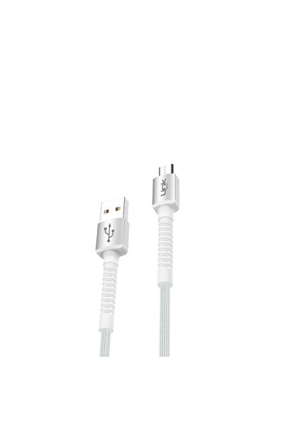 Linktech K551 Safe 3A Örgülü Metal Başlı 100 CM Micro USB Şarj Kablosu Beyaz
