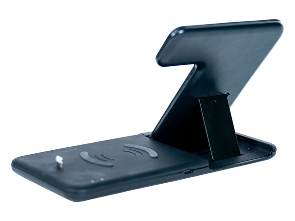 4Berry ABK Q20S 4in1 Telefon Saat Kulaklık Apple Pencil Uyumlu Kablosuz Şarj Standı Siyah