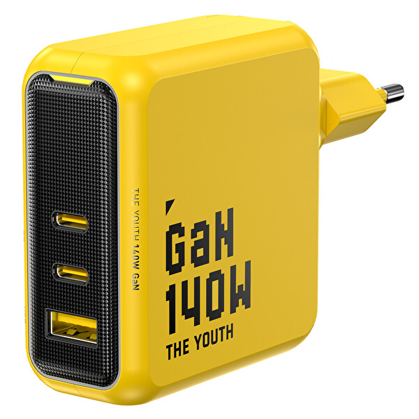 Aohi Youth 140W 3 Portlu 27.600 mAh 240W PD3.1 Powerbank 140W 1 M PD 3.1 480 Mbps Süper Hızlı Sarı Şarj Data Kablosu Seti