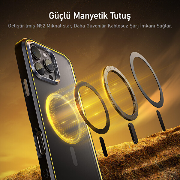 Aohi The Future iPhone 16 Pro Max Magsafe Uyumlu Desert Titanium Telefon Kılıfı