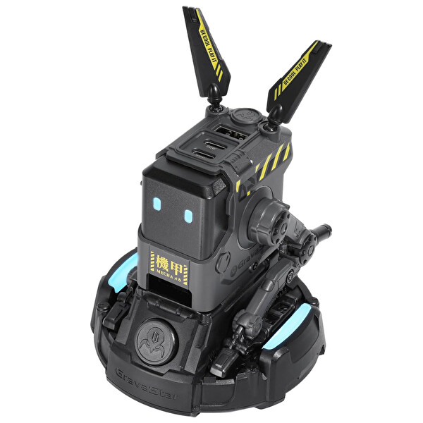 GravaStar Alpha65 Robot Figürlü 65W Gri Hızlı Şarj Adaptörü ve Şarj Standı