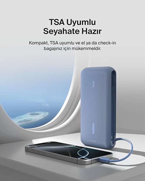 Belkin BPB024HQBL 30W 20K Ent Kablo Mavi Powerbank