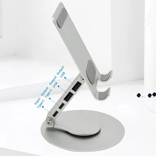 McStorey Usb Çoklayıcı Type-C Çoğaltıcı Telefon Tutucu - Gümüş