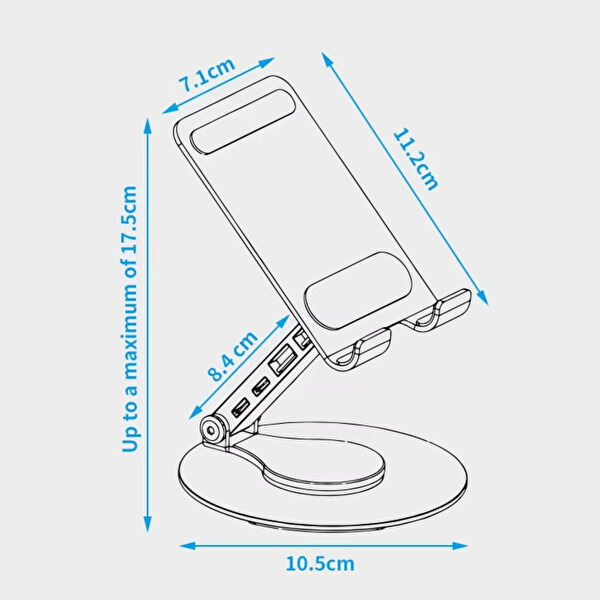 McStorey Usb Çoklayıcı Type-C Çoğaltıcı Telefon Tutucu - Gümüş