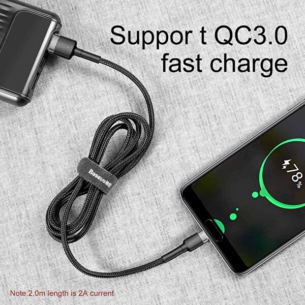 Baesus Cafule CATKLF-A1 0.5 M 3A USB-A ve USB-C Şarj Ve Data Aktarım Kablosu