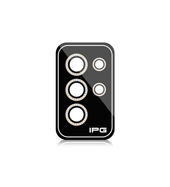 IPG ProLENS Samsung Galaxy S25 Ultra için Kamera Lens Koruyucu Alüminyum Taşlı Çerçeveli Kırılmaz Cam Altın
