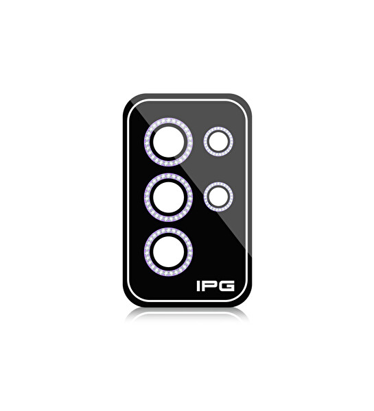 IPG ProLENS Samsung Galaxy S25 Ultra için Kamera Lens Koruyucu Alüminyum Taşlı Çerçeveli Kırılmaz Cam Mor