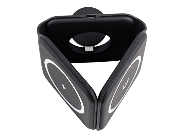 4Berry W07B iPhone - AirPods - Apple Watch Uyumlu 3in1 Siyah Manyetik Kablosuz Şarj Standı