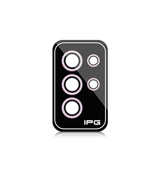 IPG ProLENS Samsung Galaxy S24 Ultra Kamera Lens Koruyucu Alüminyum Taşlı Çerçeveli Kırılmaz Cam Pembe