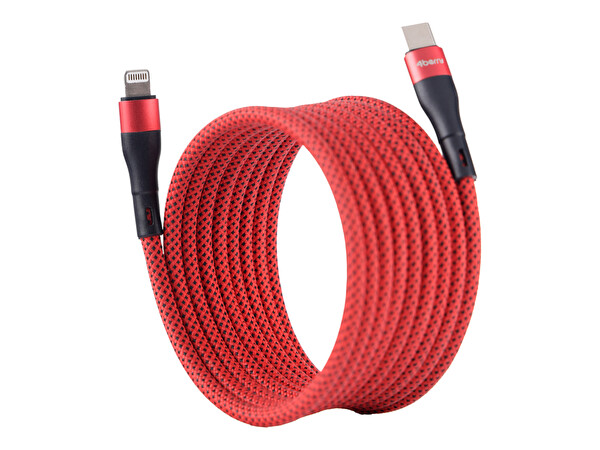 4Berry BMUC-02 USB-A-C Manyetik 1.5 M Kırmızı Süper Hızlı Şarj Kablosu