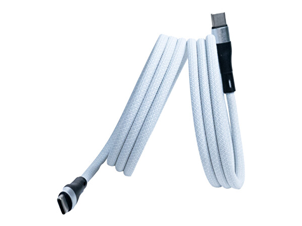 4Berry KS-CC01 USB-C-C Manyetik 1 M Beyaz Süper Hızlı Şarj Kablosu