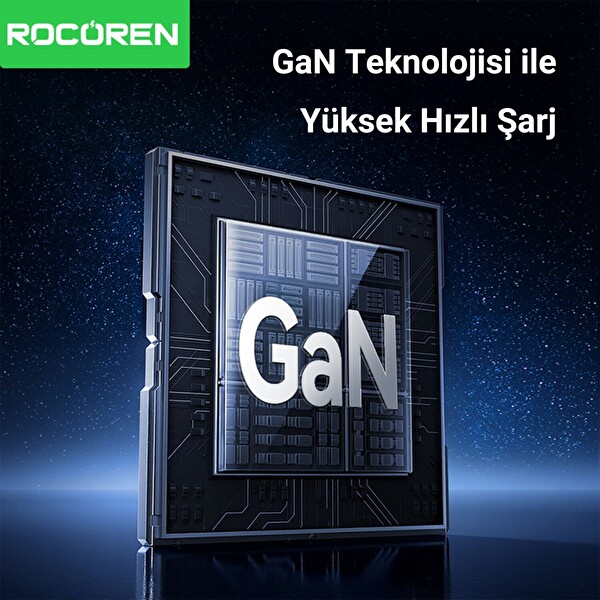 Rocoren 70W GaN 3 Portlu Type-C ve USB-A Hızlı Şarj Aleti