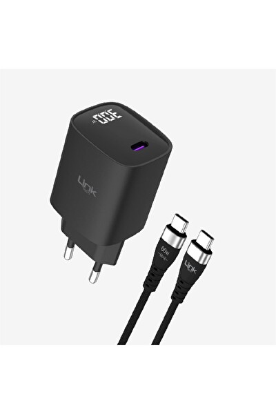 Linktech LNG-G847 Premium 30W USB-C Type-C Kablolu Mini Super SI Şarj Aleti