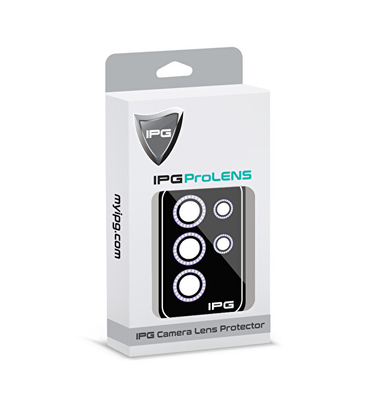 IPG ProLENS Samsung Galaxy S24 Ultra Kamera Lens Koruyucu Alüminyum Taşlı Çerçeveli Kırılmaz Cam Mor