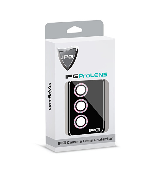 IPG Samsung Galaxy S24 Uyumlu Kamera Lens Koruyucu Elmas Taşlı Çerçeveli Kırılmaz Cam Pembe