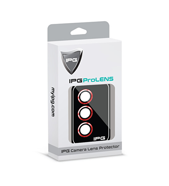 IPG ProLENS Samsung Galaxy S25 /S24 Plus Kamera Lens Koruyucu Alüminyum CD Çerçeveli Kırılmaz Cam Kırmızı