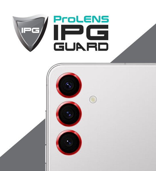 IPG ProLENS Samsung Galaxy S24 Kamera Lens Koruyucu Alüminyum CD Çerçeveli Kırılmaz Cam Kırmızı