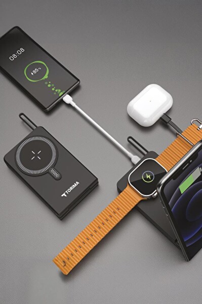 Torima TRM-1019 Siyah 10000 mAh MagSafe Kablosuz Type-C 22.5W Hızlı Şarj Powerbank