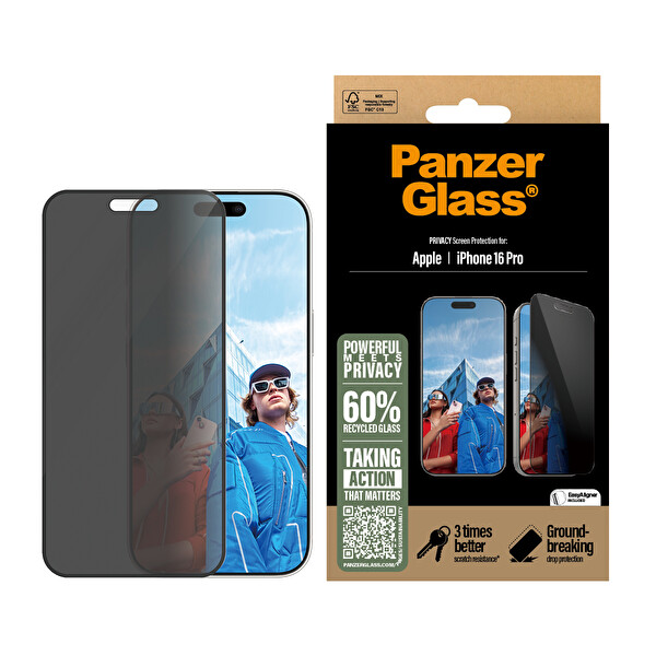 Panzerglass iPhone 16 Pro Ultra-Wide Fit Tam Koruma Gizli Hayalet Çerçeve Aparatlı Ekran Koruyucu