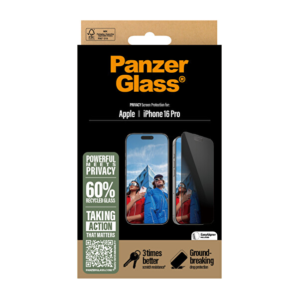 Panzerglass iPhone 16 Pro Ultra-Wide Fit Tam Koruma Gizli Hayalet Çerçeve Aparatlı Ekran Koruyucu
