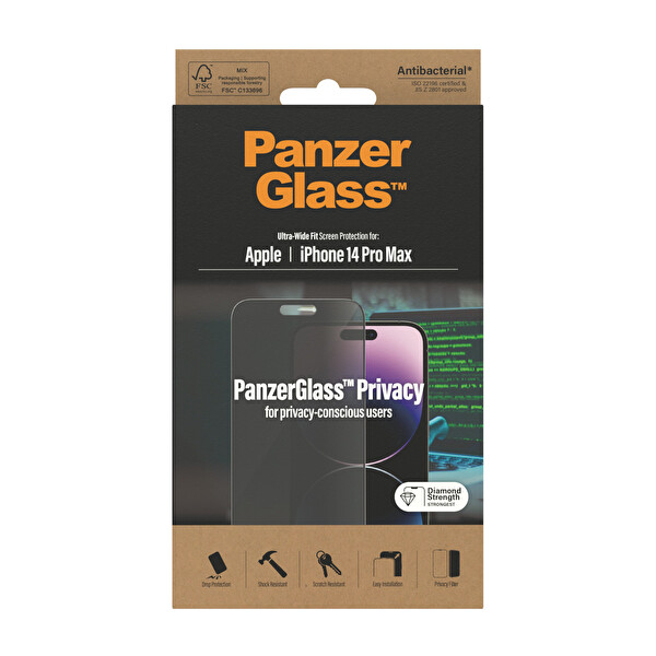Panzerglass iPhone 14 Pro Max - Ultra-Wide Fit Gizli Hayalet Çerçeve Aparatlı Ekran Koruyucu