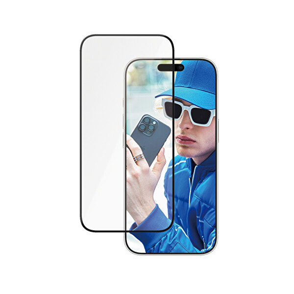 Panzerglass iPhone 16 Pro Ultra-Wide Fit Tam Koruma Seramik Çerçeve Aparatlı Ekran Koruyucu