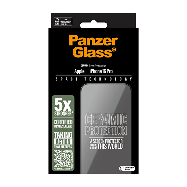 Panzerglass iPhone 16 Pro Ultra-Wide Fit Tam Koruma Seramik Çerçeve Aparatlı Ekran Koruyucu