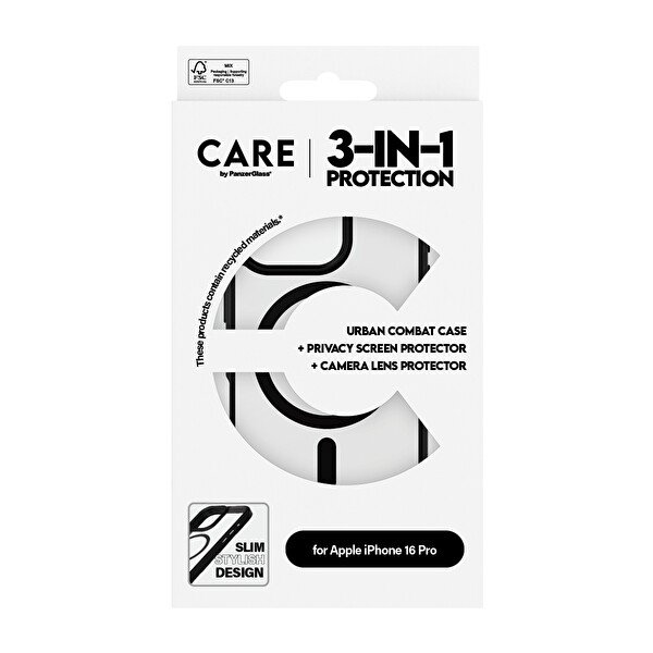 Panzerglass Care by Panzerglass Flagship iPhone 16 Pro 3'lü Çerçeve Aparatlı Gizli Hayalet Ekranlı Set
