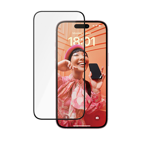 Panzerglass iPhone 15 Ultra-Wide Fit Tam Koruma Çerçeve Aparatlı Seramik Ekran Koruyucu