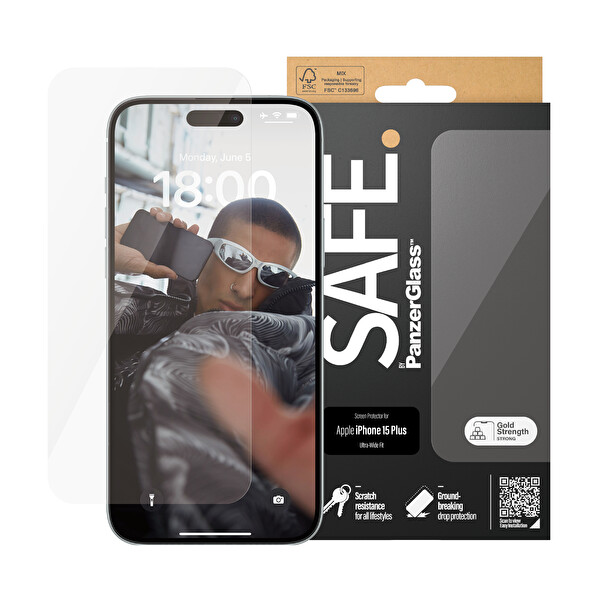 Panzerglass Safe by Panzerglass iPhone 15 Plus   Ultra Wide Fit Çerçeve Aparatlı Tam Koruma Ekran Koruyucu 3