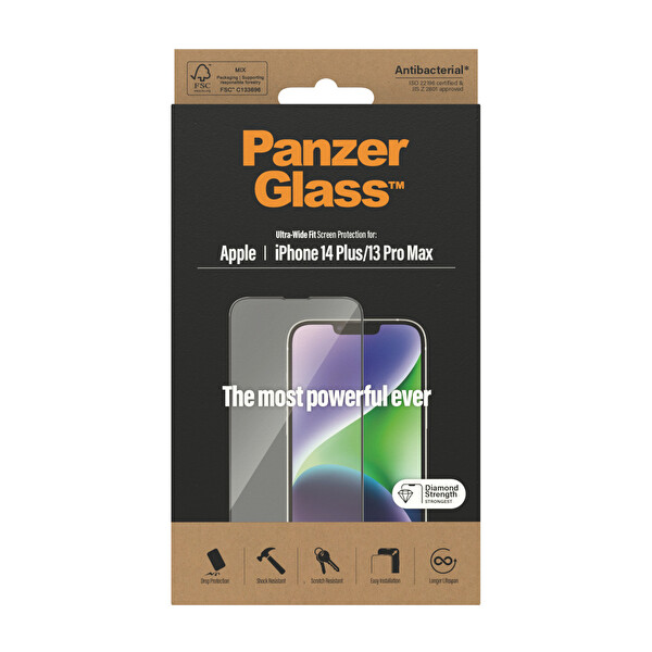 Panzerglass iPhone 14 Plus - 13 Pro Max - Ultra-Wide Fit Tam Koruma Çerçeve Aparatlı Ekran Koruyucu