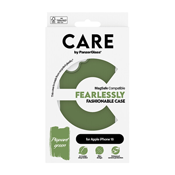 Panzerglass Care by Panzerglass Fashionable iPhone 16 MagSafe Uyumlu Yeşil Telefon Kılıfı
