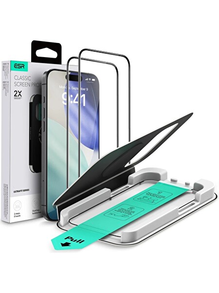 ESR Apple iPhone 17 UltraFit Classic Kolay Uygulama Aparatlı 2 Adet Cam Ekran Koruyucu