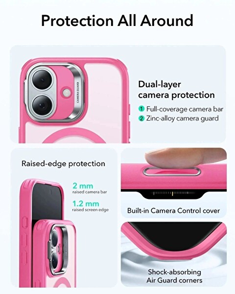 ESR Apple iPhone 17 Classic Hybrid Kamera Kontrol Koruma Butonlu Magsafe Standlı Kapak