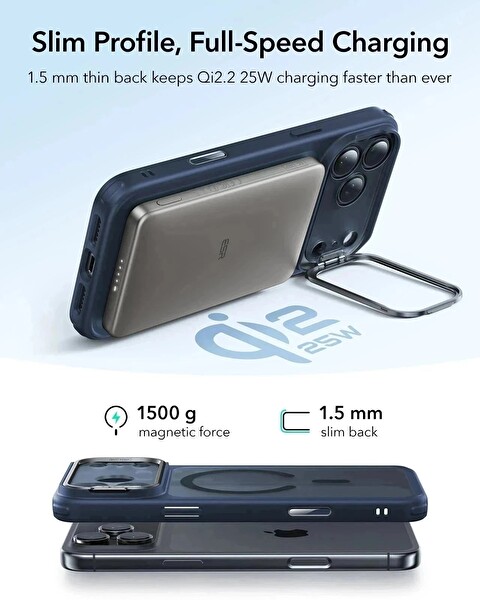 ESR Apple iPhone 17 Pro Classic Hybrid Kamera Kontrol Koruma Butonlu Magsafe Standlı Kapak