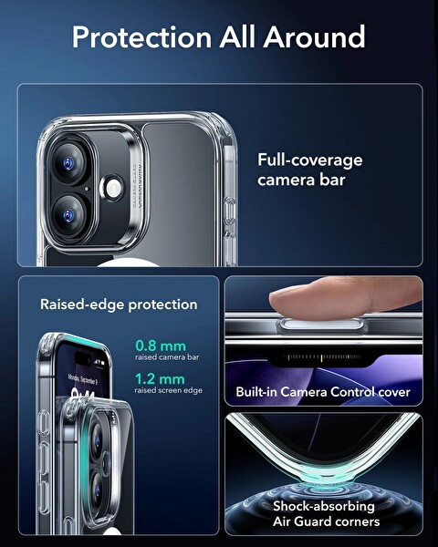 ESR Apple iPhone 17 Classic Hybrid Kamera Kontrol Koruma Butonlu Magsafe Kapak Kılıf