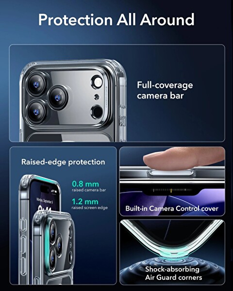 ESR Apple iPhone 17 Pro Max Classic Hybrid Kamera Kontrol Koruma Butonlu Magsafe Kapak Kılıf