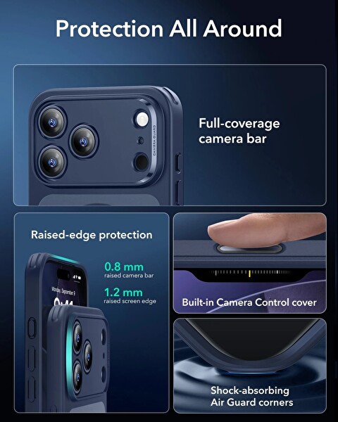 ESR Apple iPhone 17 Pro Classic Hybrid Kamera Kontrol Koruma Butonlu Magsafe Kapak