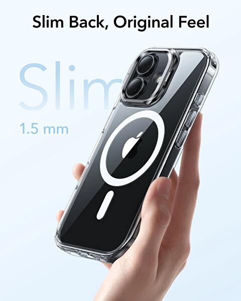 ESR Apple iPhone 17 Classic Hybrid Kamera Kontrol Koruma Butonlu Magsafe Standlı Kapak Kılıf Şeffaf