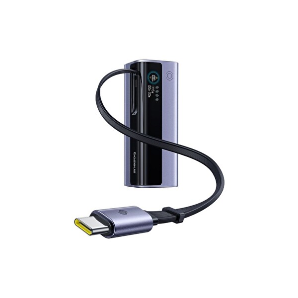 Baseus Energeek GR11 145W 20.000 mAH Geri Çekilebilir Dahili Type-C Kablolu 2x Type-C 1xUsb Uzay Gri Powerbank