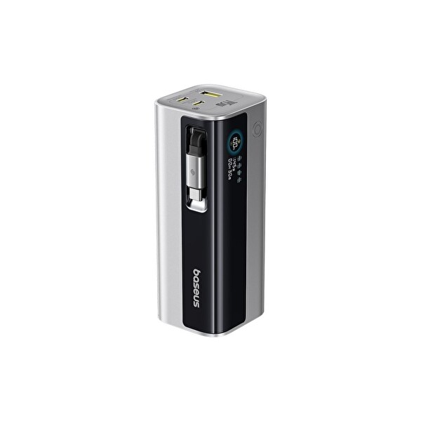 Baseus Energeek GR11 145W 20.000 mAH Geri Çekilebilir Dahili Type-C Kablolu 2x Type-C 1xUsb Titanyum Gri Powerbank