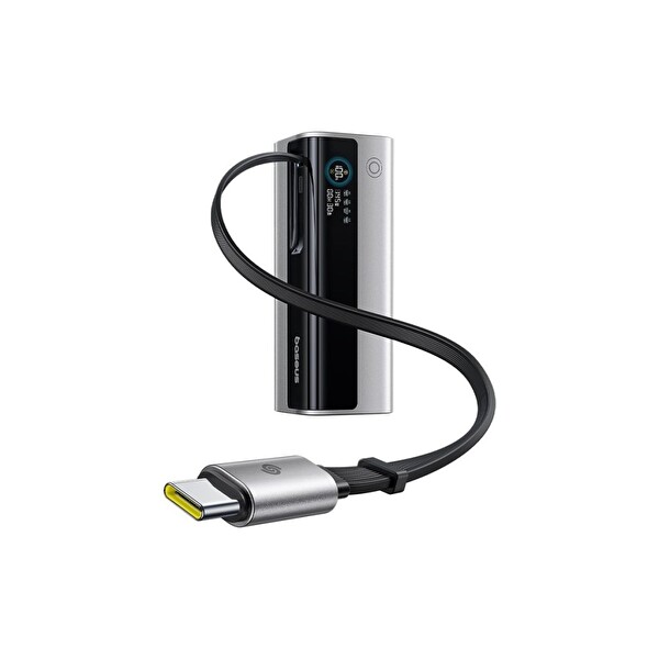Baseus Energeek GR11 145W 20.000 mAH Geri Çekilebilir Dahili Type-C Kablolu 2x Type-C 1xUsb Titanyum Gri Powerbank