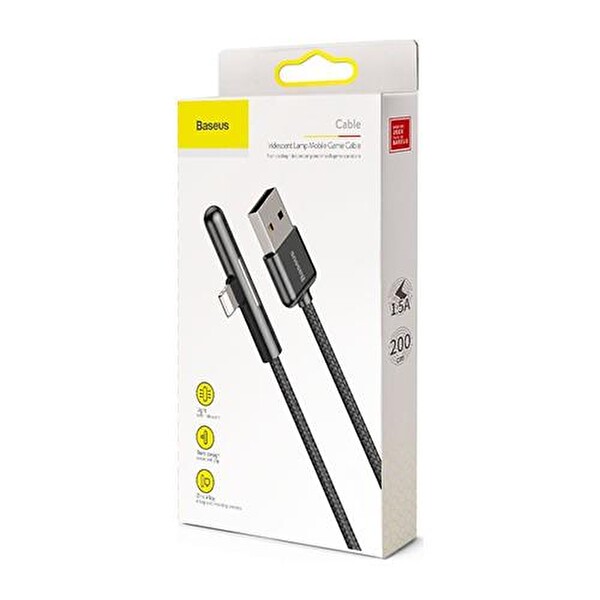 Baseus CAL7C A01 iPhone Oyuncu Şarj USB Kablosu 2.4A 1 M Siyah 5